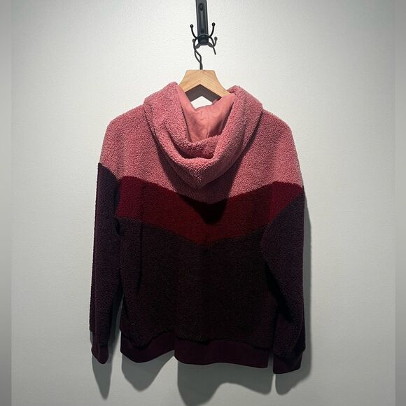Xersion Fuzzy Teddy Colorblock Maroon Hoodie Sweatshirt M - Picture 6 of 6